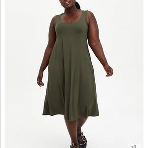 TORRID Sz 3 Super Soft Olive Green MIDI Dress